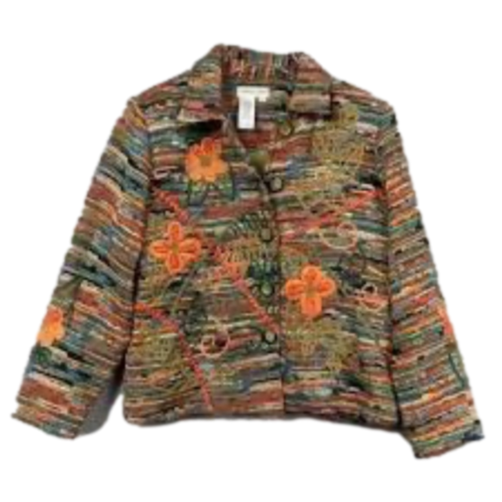Coldwater Creek embroidered blazer jacket fall southwest petite size XL